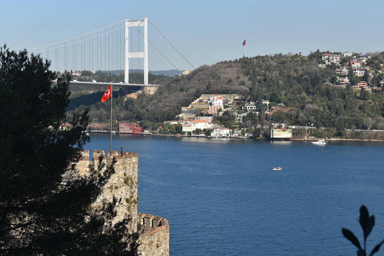 Vue panoramique sur le Bosphore depuis les remparts de la forteresse d'Anadolu Hisarı.